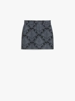 Technical wool jacquard miniskirt