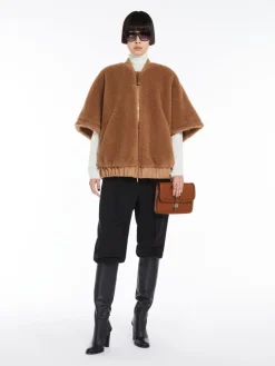 Teddy fabric bomber jacket cape