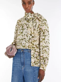 Tie-detail silk shirt