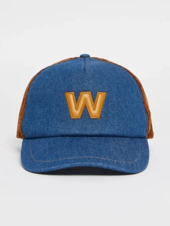 Velvet and denim baseball cap