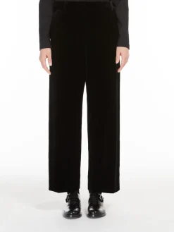 Velvet wide-leg trousers