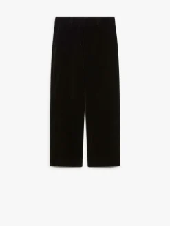 Velvet wide-leg trousers