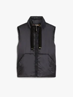 Water-repellent canvas gilet with a stand-up collar