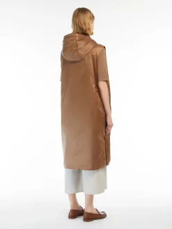 Water-repellent canvas midi gilet