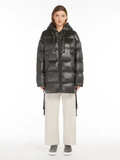 Water-repellent fabric midi down jacket