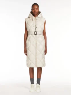 Water-repellent midi gilet