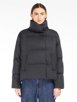 Water-repellent satin down jacket
