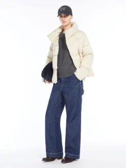 Water-repellent satin down jacket