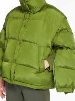Water-repellent taffeta cropped bomber jacket