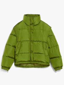 Water-repellent taffeta cropped bomber jacket