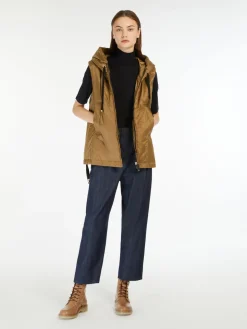 Water-repellent technical canvas gilet