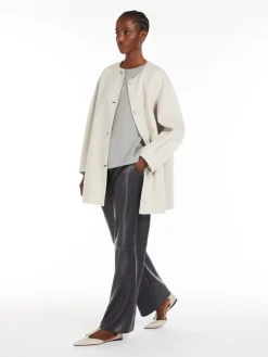 Wide coated trousers