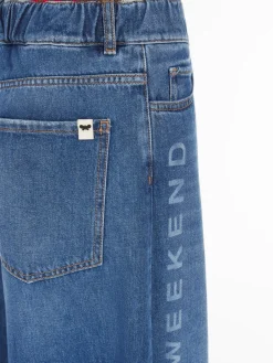 Wide denim jeans with logo