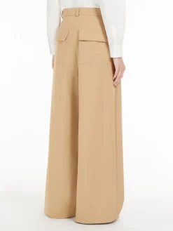 Wide-fit cotton gabardine trousers