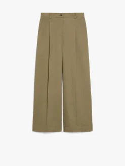 Wide-fit cotton gabardine trousers