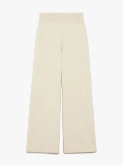 Wide-fit knit fabric trousers