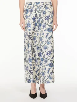 Wide-fit silk twill trousers