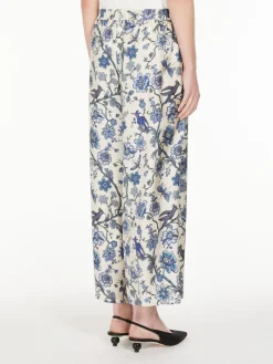 Wide-fit silk twill trousers