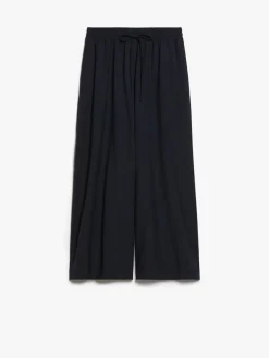 Wide-fit stretch wool trousers