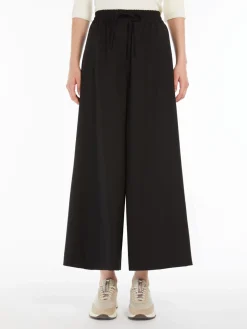 Wide-fit stretch wool trousers
