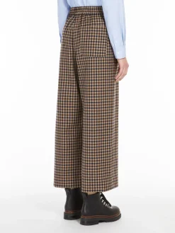 Wide-fit wool and cotton trousers