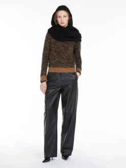 Wide-leg nappa trousers