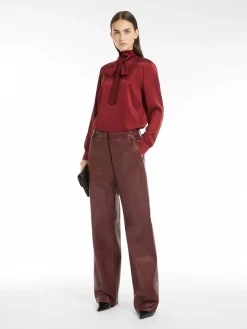 Wide-leg nappa trousers