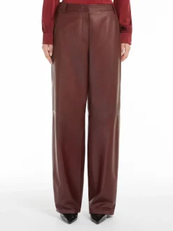 Wide-leg nappa trousers