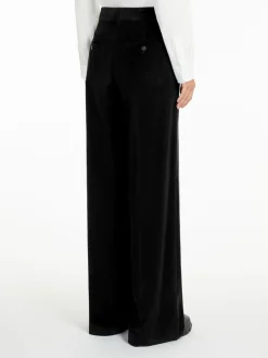 Wide-leg velvet trousers