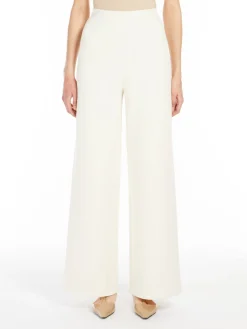 Wide-leg viscose knit trousers