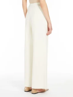 Wide-leg viscose knit trousers