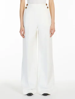 Wide-leg wool canvas trousers