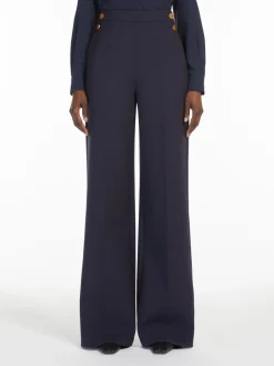 Wide-leg wool canvas trousers