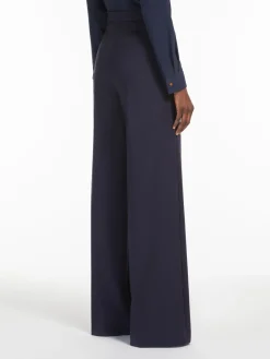 Wide-leg wool canvas trousers