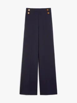 Wide-leg wool canvas trousers