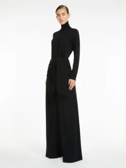 Wide-leg wool felt trousers
