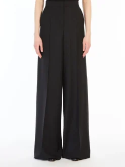 Wide-leg wool trousers