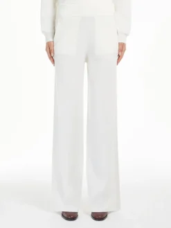 Wide-leg wool yarn trousers