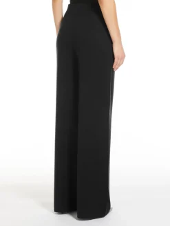 Wide-leg wool yarn trousers