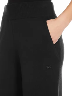 Wide-leg wool yarn trousers