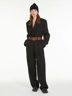 Wide-leg wool-blend trousers