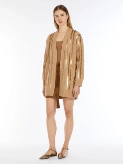 Wool and cashmere cardigan with sequins