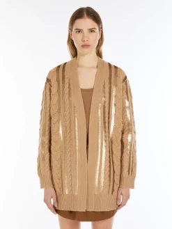 Wool and cashmere cardigan with sequins