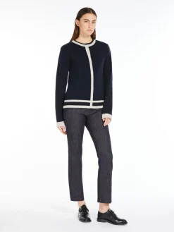 Wool and cashmere cardigan with intarsia