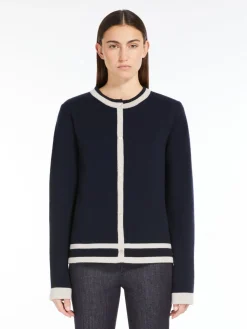 Wool and cashmere cardigan with intarsia