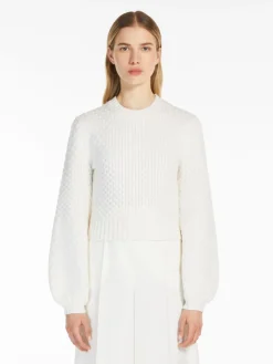Wool and cashmere decorative-stitch knit jumper