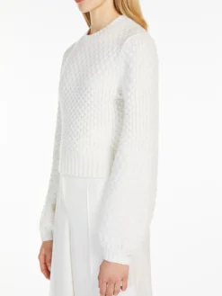 Wool and cashmere decorative-stitch knit jumper