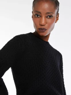 Wool and cashmere decorative-stitch knit jumper