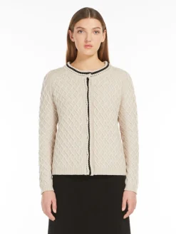 Wool and cashmere diamond-pattern cardigan