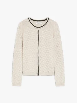 Wool and cashmere diamond-pattern cardigan